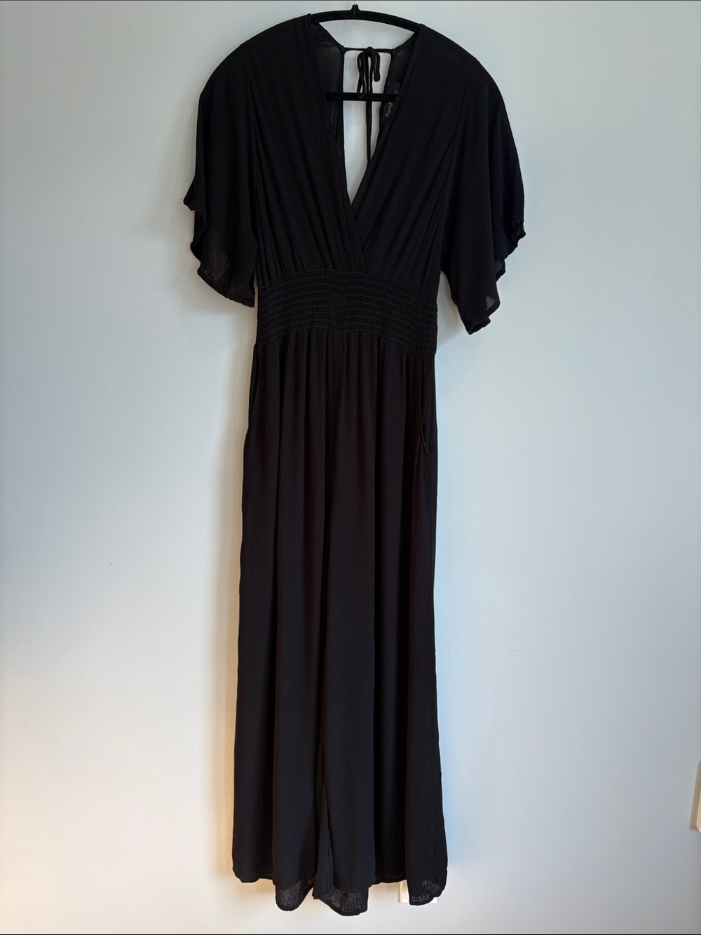 Papillon Black Boho Flutter Sleeve Maxi Dress – Size Small